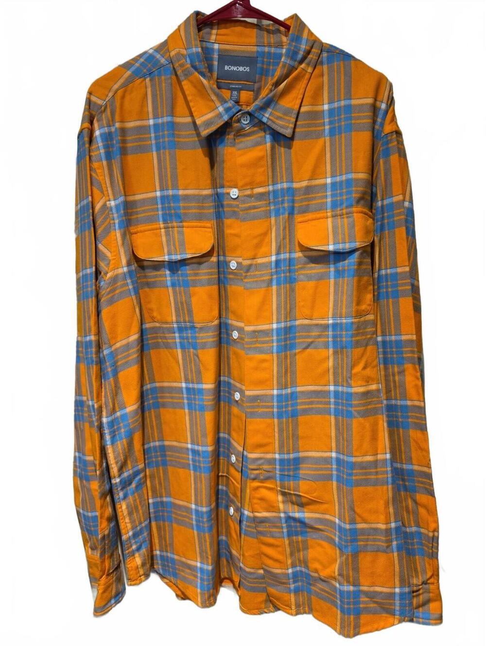 Bonobos Button Down Plaid Shirt XXL Long Standard Fit Cotton Dry Cleaned